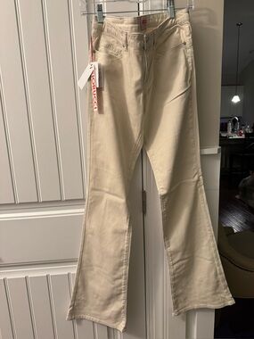 Fiorucci (collab with Naomi Campbell) Cream Flared Wide-Leg Jeans.